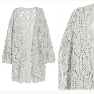 NWT H&M DIVIDED Asymmetric Lace Pattern-knit Open Front Cardigan Sweater. S